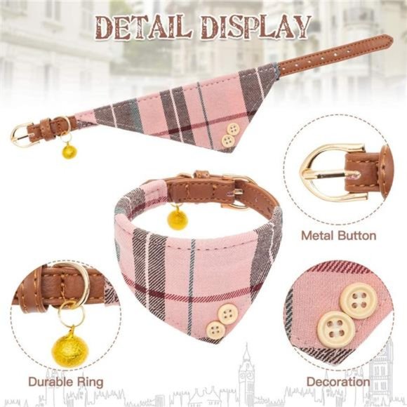 Bow Tie Dog Collar and Leash Set Classic Plaid - Picture 3 of 7